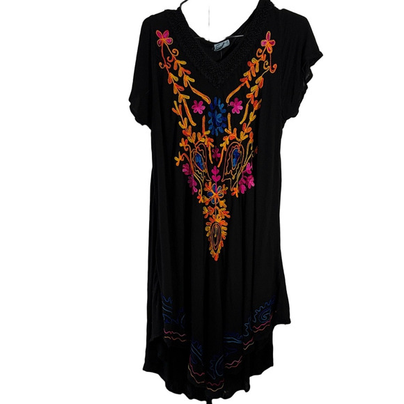 Exist Black Dress with Colorful Embroidery - Picture 1 of 6